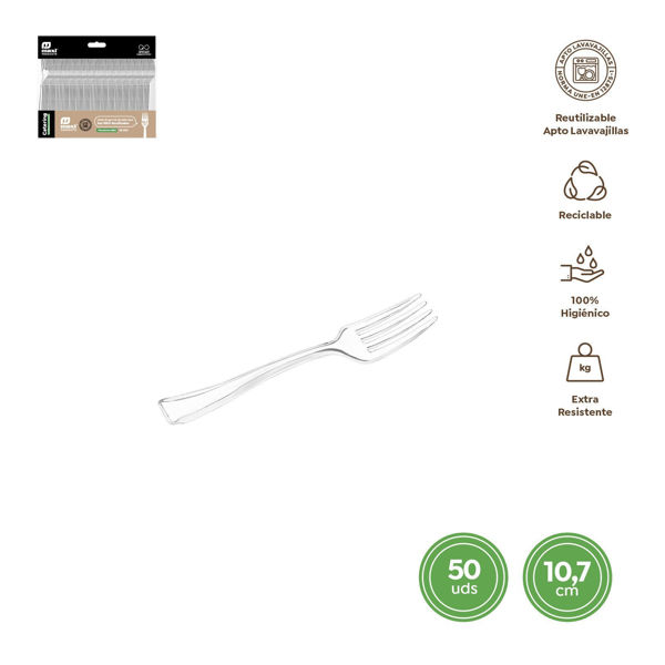 forchette mini trasparenti in plastica da 10,7 cm confezione da 50