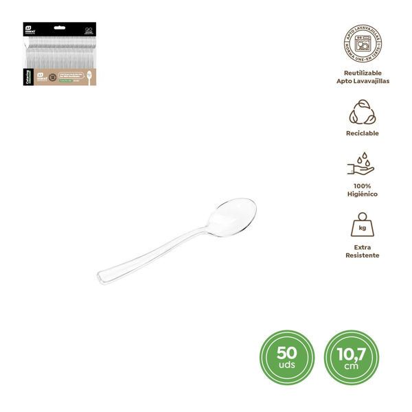 Cucchiaino mini trasparente riutilizzabile in plastica PS 10,7 cm confezione da 50 pezzi