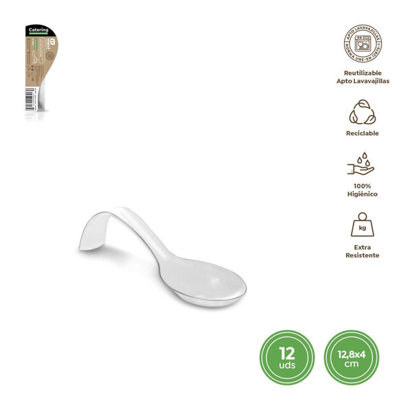 Cucchiaio ad arco trasparente riutilizzabile in plastica PS 12,8x4 cm confezione da 12 pezzi