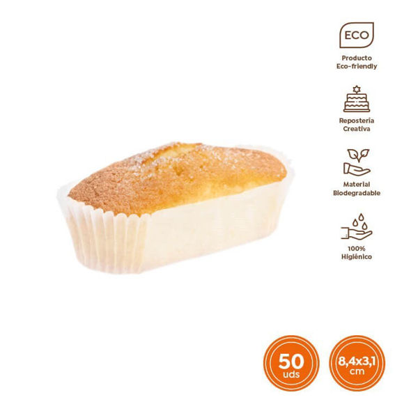 Immagine di Stampo Muffin Allungato Bianco 8,4x3,1 cm 50 pezzi