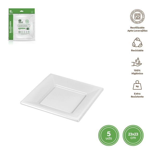 piatti quadrati bianchi 23x23 cm ps confezione 5 pezzi