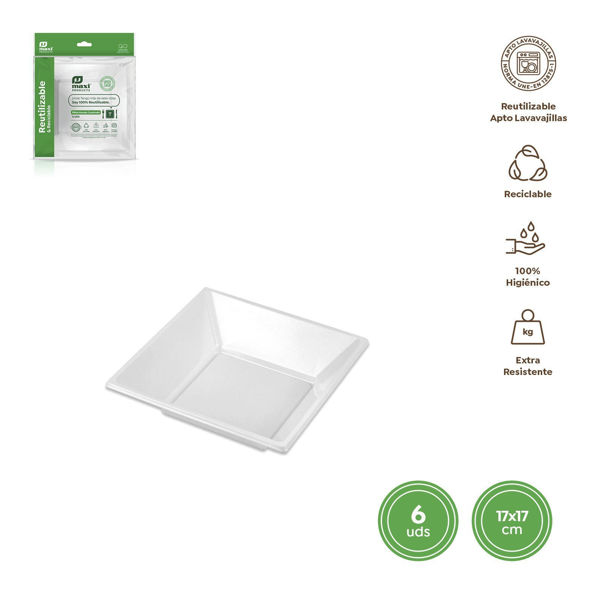 piatti fondi quadrati bianchi 17x17 cm confezione 6 pezzi