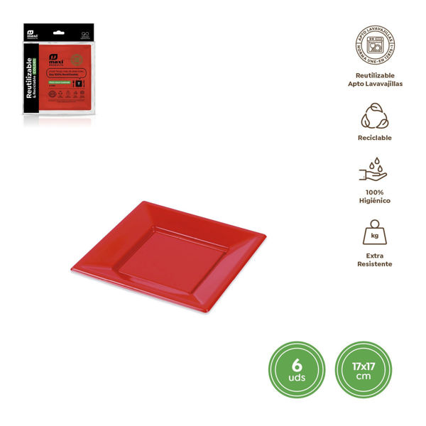 piatti quadrati ruit rossi 17x17 cm ps confezione 6 pezzi