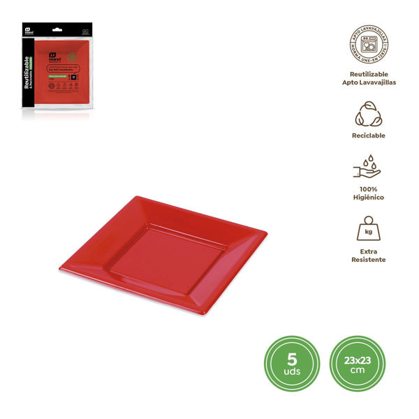 piatti quadrati ruit rossi 23x23 cm ps confezione 5 pezzi
