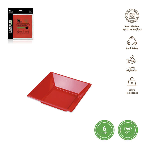 piatti fondi quadrati ruit rossi 17x17 cm ps confezione 6 pezzi