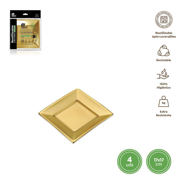 Piatti oro 17x17 cm 4 pezzi