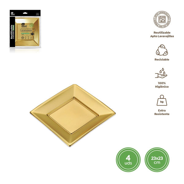Piatti oro 23x23 cm 4 pezzi