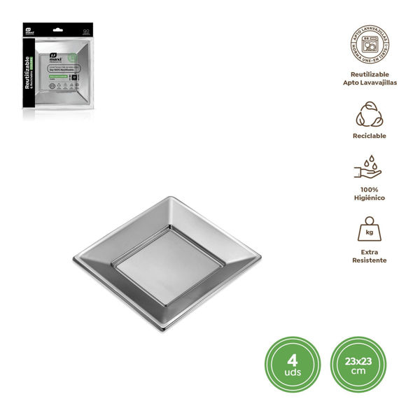 Piatti argento 23x23 cm 4 pezzi