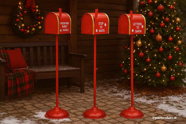 Cassetta postale Babbo Natale rossa 110 cm