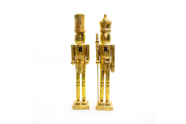 Soldatino natalizio in legno color oro 55 cm