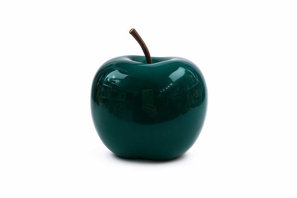 Mela in ceramica lucente blu petrolio 9.5×9.5×H.11 cm