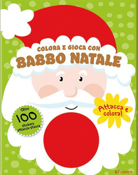 Copertina del libro “Colora e Gioca 2 – Babbo Natale” con illustrazione natalizia e stickers