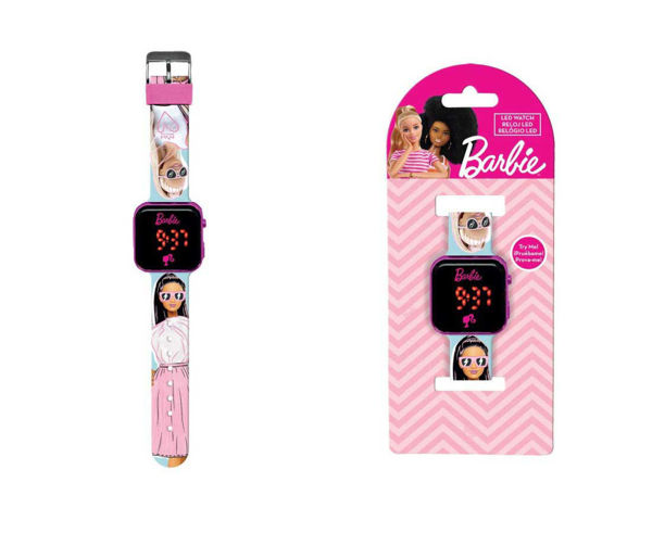 Orologio da polso LED Barbie con cinturino decorato e quadrante luminoso