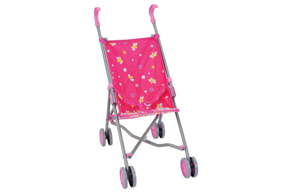 Passeggino Ombrello 60 cm rosa pieghevole per bambole