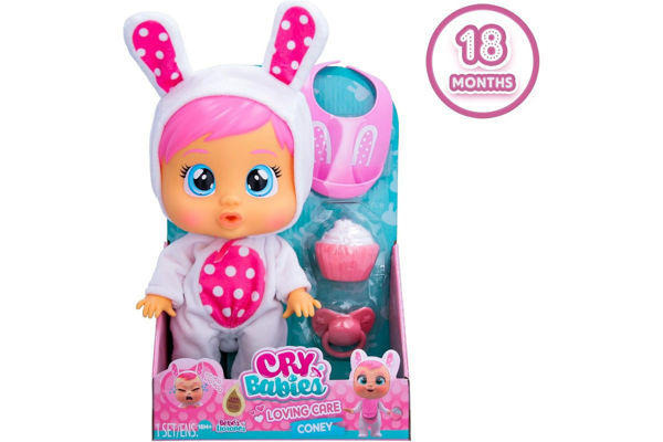 Cry Babies Loving Care Coney bambola morbida con accessori per bambini 18 mesi