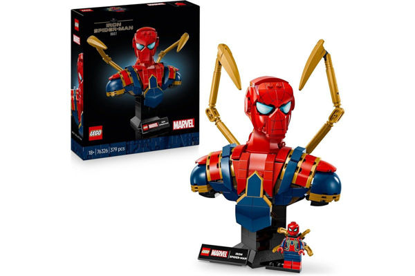 LEGO Marvel Busto Iron Spider-Man 76326 con braccia meccaniche e basi intercambiabili