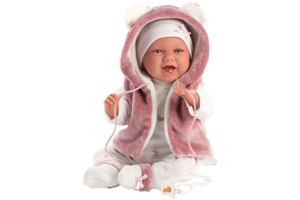 Bambola Reborn Mimì Smiles 42 cm con corpo morbido e outfit rosa invernale