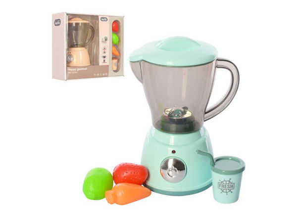 Frullatore giocattolo con luci e suoni in colori pastello con frutta finta