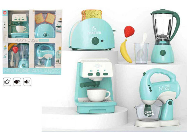 set elettrodomestici giocattolo con tostapane frullatore macchina caffè e mixer