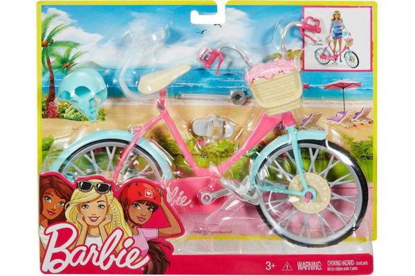 Bicicletta Barbie con cestino e casco azzurro