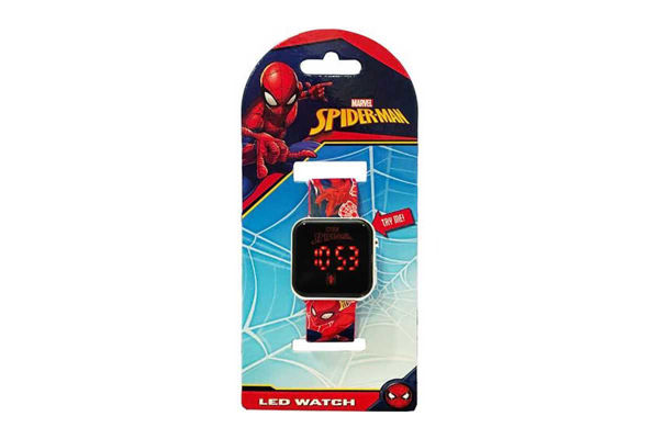 Orologio da polso LED Spiderman con quadrante luminoso e cinturino decorato Marvel