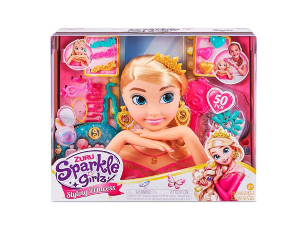 Sparkle Girlz Princess testa per acconciare e manicure con 50 accessori