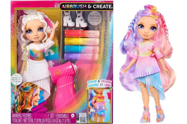 Bambola Rainbow High Air Brush & Create con set aerografo e pennarelli