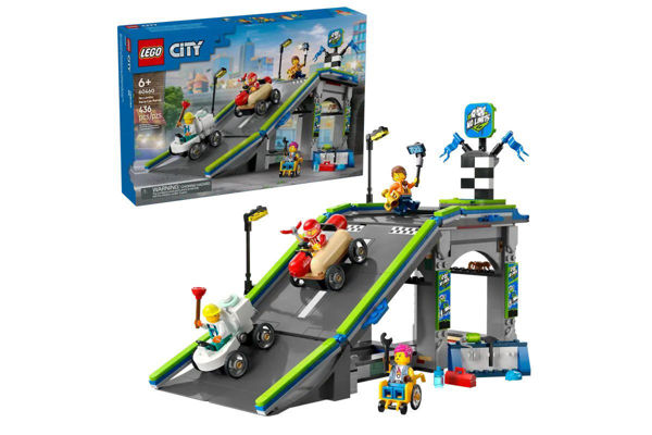 LEGO City 60460 pista a rampe con auto hot dog, auto WC e minifigure