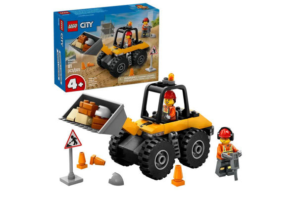 LEGO City 60450 pala gommata gialla con minifigure operatore e operaio