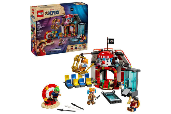 LEGO ONE PIECE 75637 – La tenda del circo di Bagy il Clown con minifigure di Luffy, Zoro, Nami e Bagy