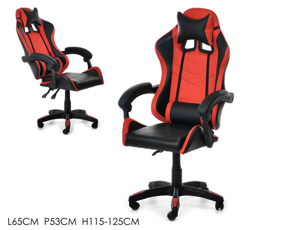 Poltrona gaming rosso e nero ergonomica regolabile