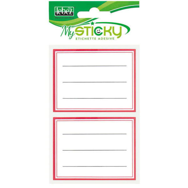 Etichette bianche con bordo rosso confezione da 12 pezzi