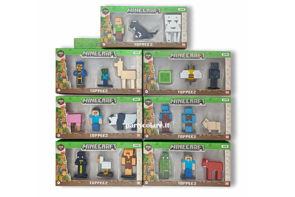 Set 3 personaggi 3D Minecraft assortiti