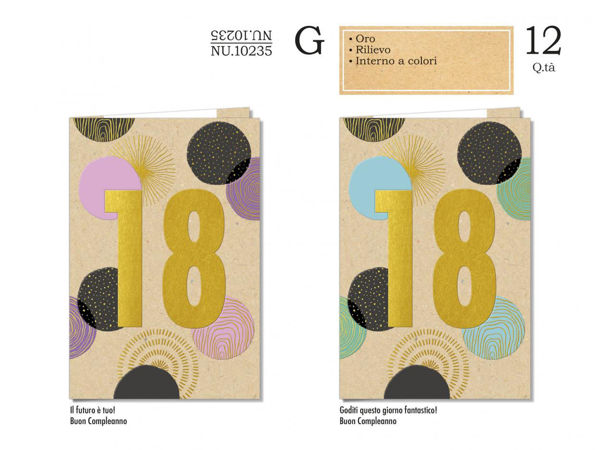 biglietto augurale 18 anni con grafica festiva