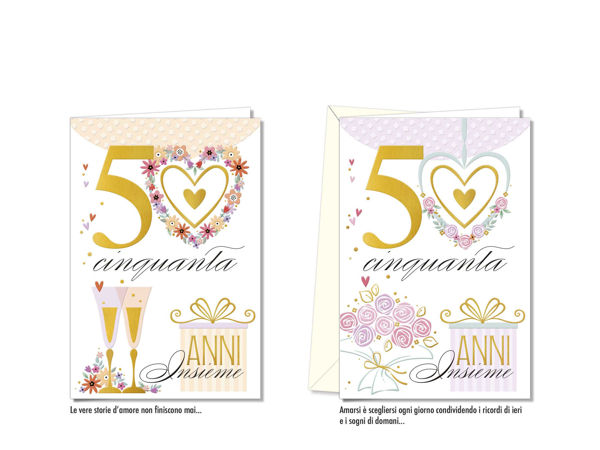 biglietto anniversario 50 anni nozze d’oro elegante