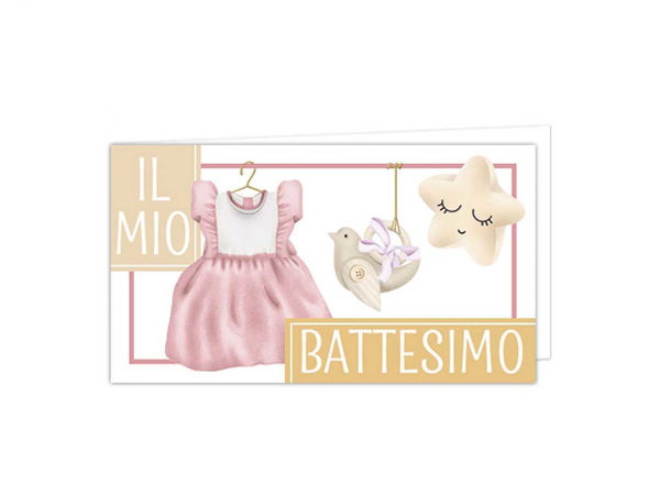 Biglietti bomboniere battesimo bimba 20 pezzi con grafica delicata