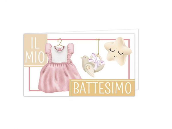 Biglietti bomboniere battesimo bimba 20 pezzi con grafica delicata