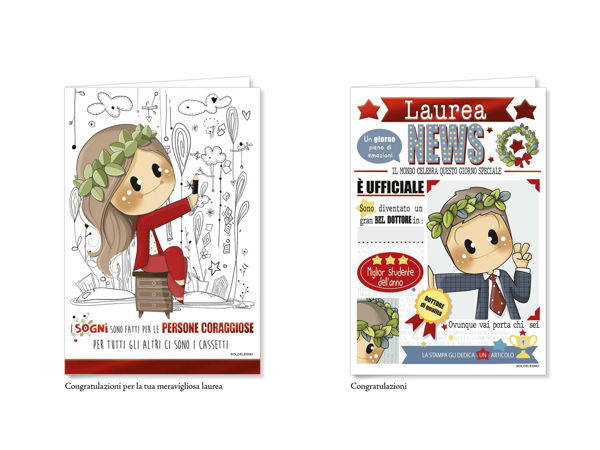 Biglietti Laurea Bubine con grafica colorata e simpatica
