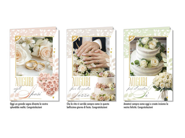 Biglietto auguri nozze fotografici con immagine romantica degli sposi