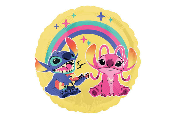 Palloncino Mylar 17" Lilo & Stitch con arcobaleno e personaggi colorati
