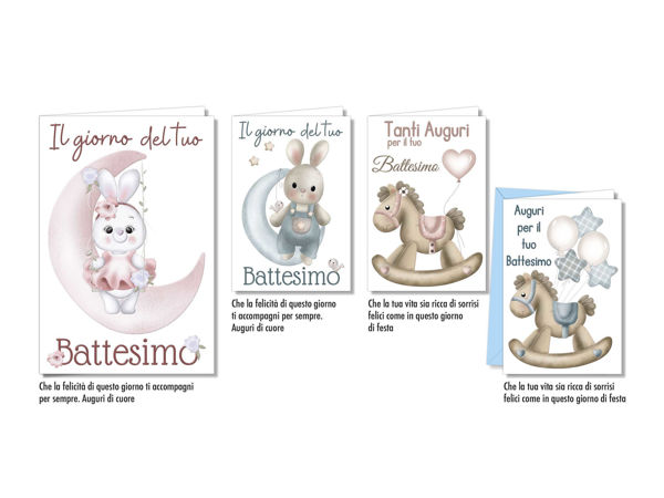 Biglietto di auguri per Battesimo con grafica delicata ed elegante