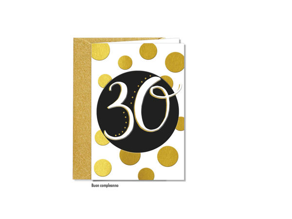Biglietto di auguri 30 anni con grafica moderna e colorata