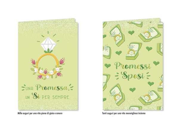 Biglietto di auguri per promessa di nozze con grafica elegante e romantica