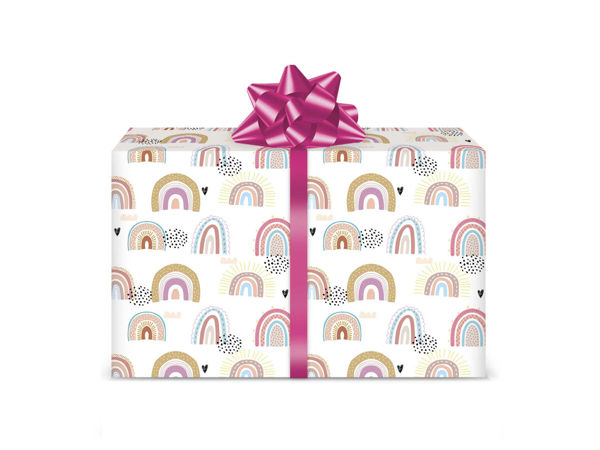 Foglio di carta regalo 70x100 cm con fantasia arcobaleno colorata