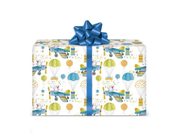 Foglio di carta regalo 70x100 cm per compleanno bambino con fantasia colorata