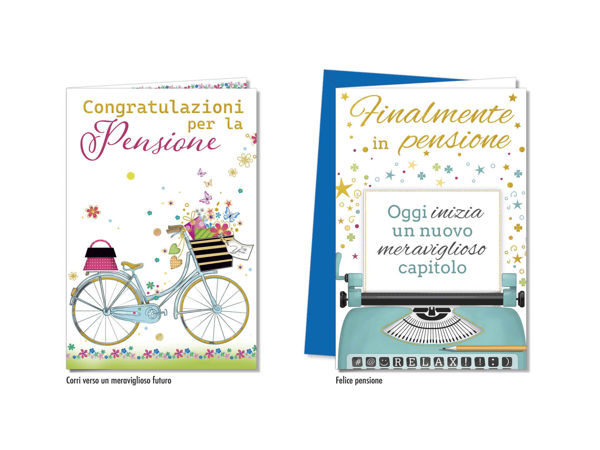 Biglietto di auguri pensione elegante con grafica raffinata