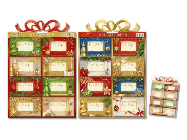 Set di 8 stickers adesivi natalizi colorati e decorativi