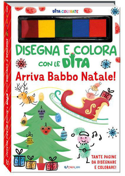 Libro per bambini “Dita Colorate – Arriva Babbo Natale” con fori per animare i personaggi