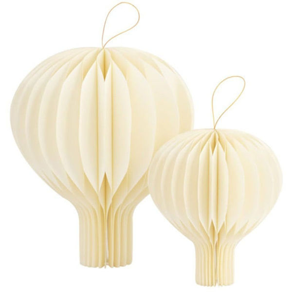 Set 2 mongolfiere in carta avorio decorazioni sospese
