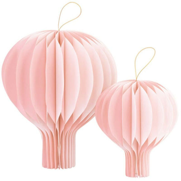 Set 2 mongolfiere in carta rosa decorazioni sospese